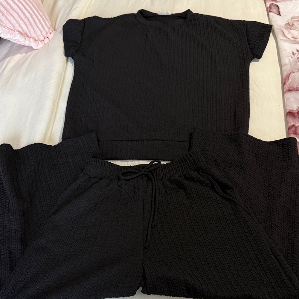 Black Textured Women Pantsuit